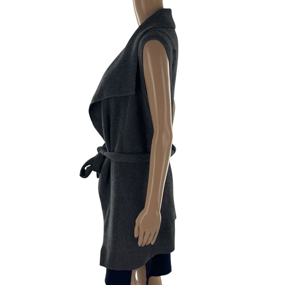 Lands' End Gray Knit Cotton Sleeveless Tie Waist Vest - Picture 6 of 10